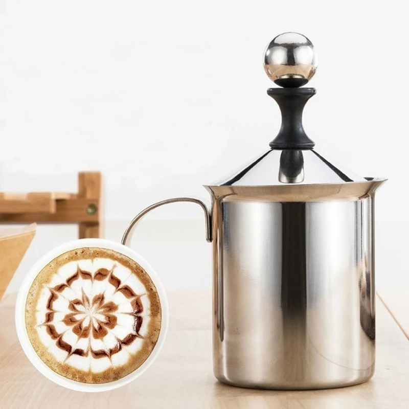 

Manual Milk French Press Coffee Maker Stainless Steel Hand Pump Milk Foamer Handheld Milk Jug