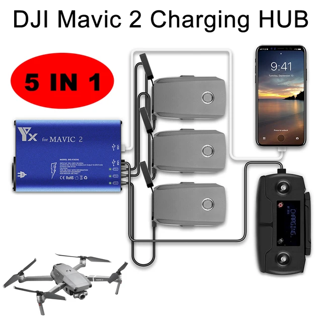 $39.16  Battery Charger 5 in 1 Charging Hub for Mavic 2 Drone Remote Controller Phone Battery Manager with 