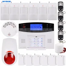DIYSECUR LCD Wireless & Wired GSM SMS Home Security Alarm System + Wireless Flash Siren + Smoke Sensor