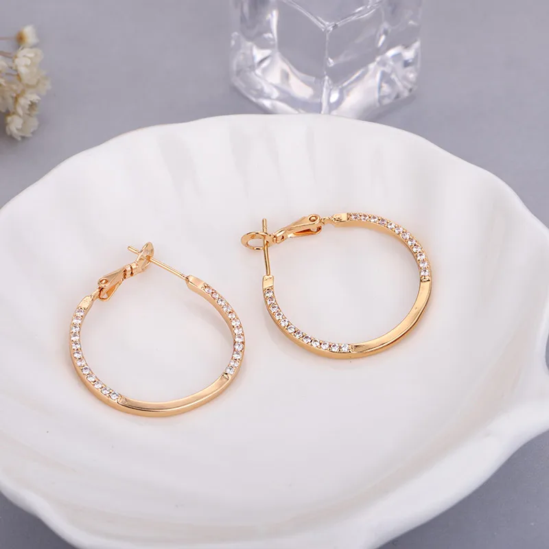 MAIKALE новые модные большие серьги круги Золотой/Серебряный AAA черный кубический цирконий серьги-кольца для женщин корейские простые ювелирные изделия подарок