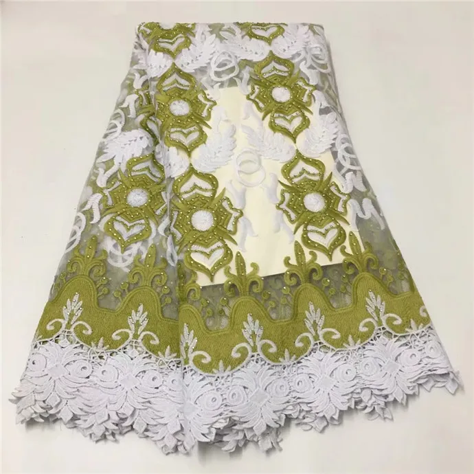 

African Flower Embroidered Tulle Lace Big stone, Pearls African Lace Fabric 2019 High Quality Lace Powder Blue gold, green(WDLY