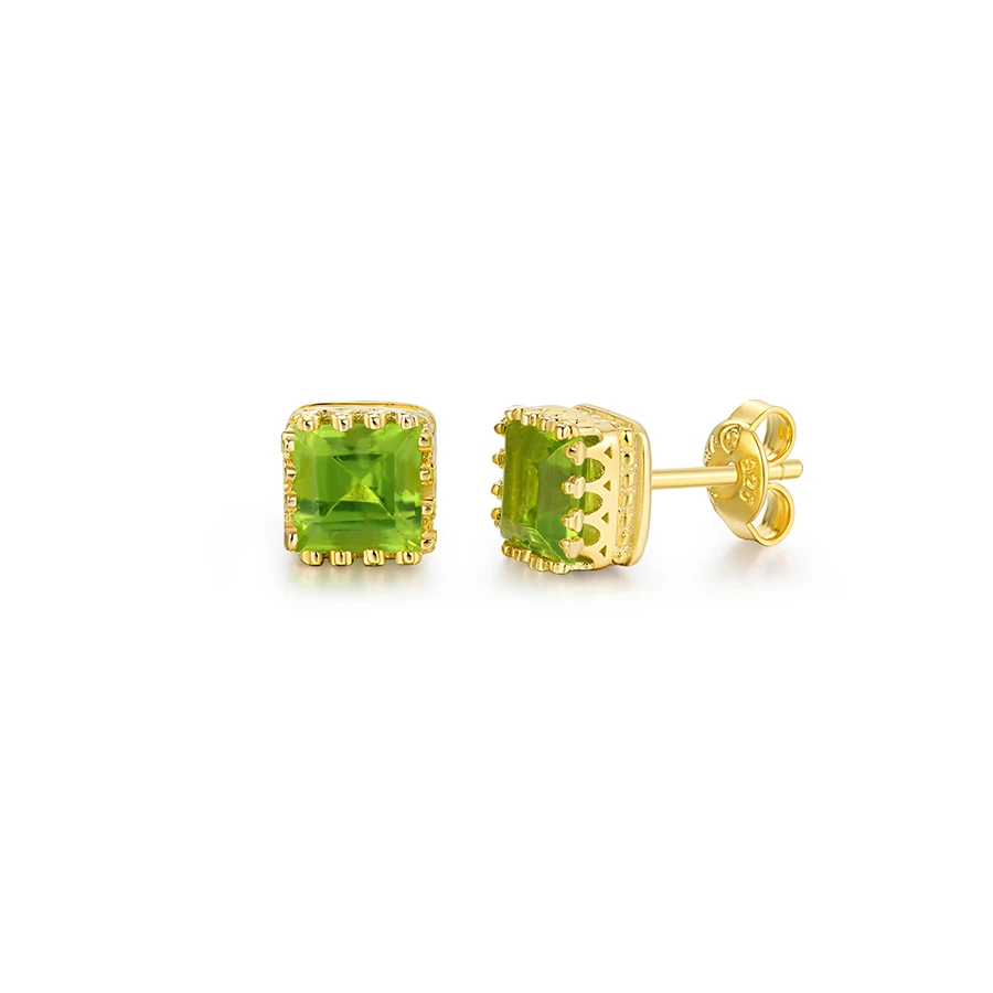 PJC Natural Gemstone 6*6mm 2.44cts Square Shape Chrome Diopside 925 Sterling Silver Stud Earrings | Украшения и аксессуары