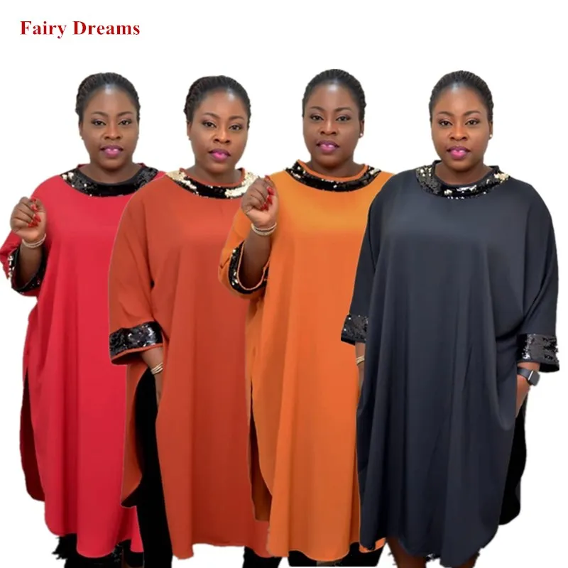 

Women African Dresses Sequins Loose Africa Clothing Dashiki Soild Casual Dress Ladies Kanga Clothes 2019 New Style Fairy Dreams