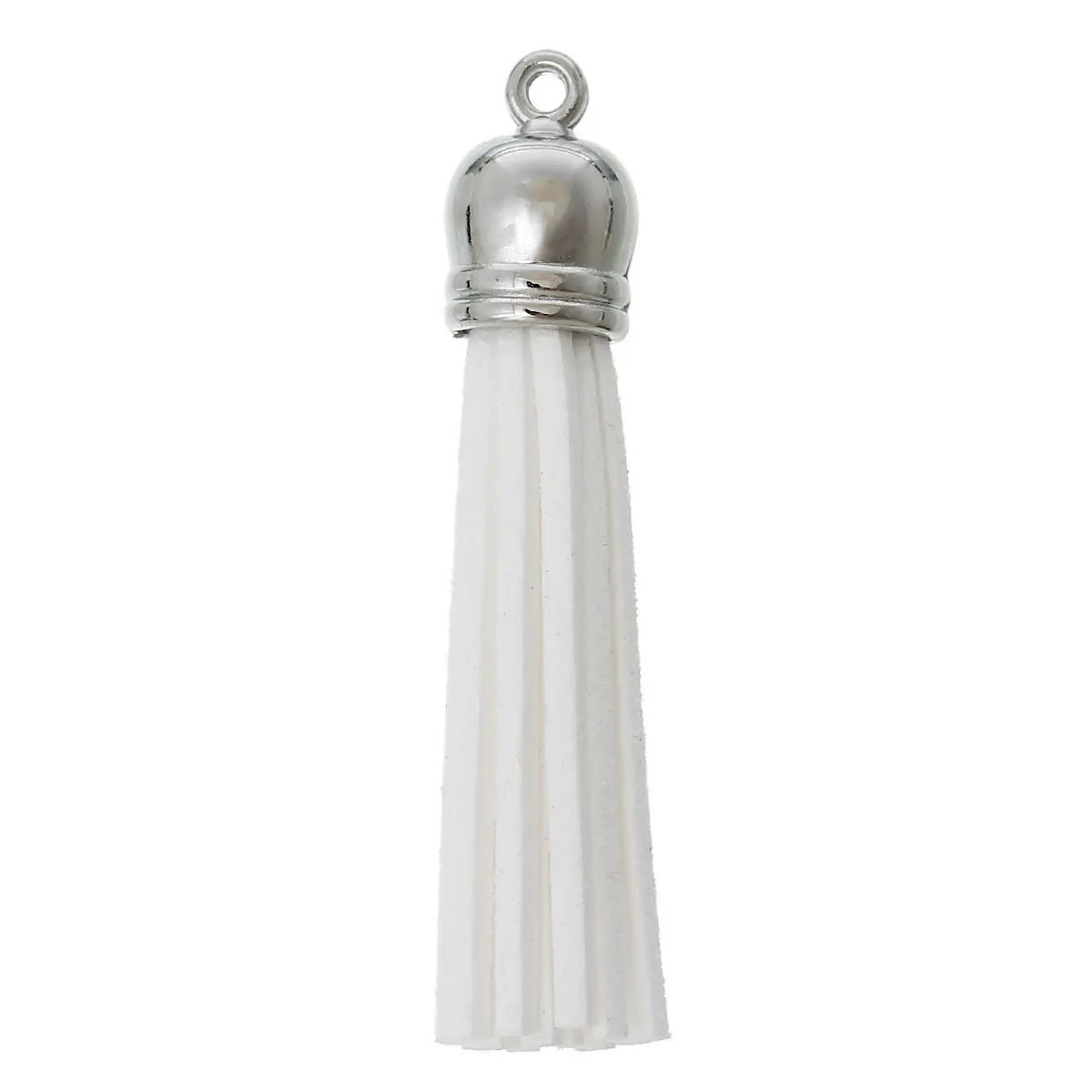 

Velvet Tassel For Keychain Cellphone Straps Curtain Garment Textile Tassels Diy Silver Tone White 6cm x1.2cm ,20 PCs