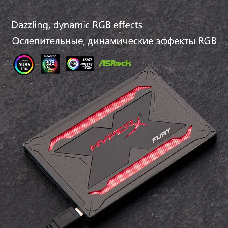 Жесткий диск Kingston HyperX FURY RGB SSD 240 ГБ 2 5 дюйма SATA III HDD 480 960G Внутренний твердотельный