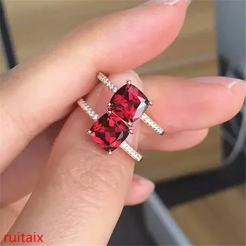 

KJJEAXCMY fine jewelry 925 silver inlaid natural gem garnet diamond ring silver jewelry girl.