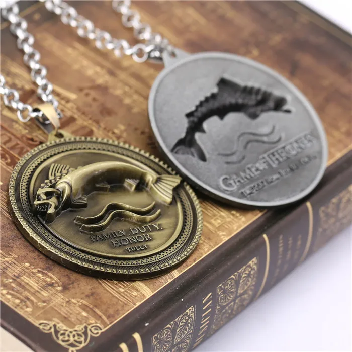 H & F Горячая песня Льда и Огня игра Дом Талли реки рыбы логотип ожерелье с