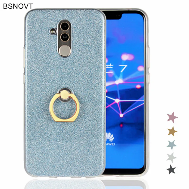 

Huawei Mate 20 Lite Case Cover Silicone Glitter Bling Phone Case Huawei Mate 20 Lite Soft Finger Ring Bracket Back Cover
