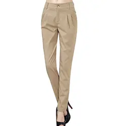 2019 OL стильные модные женские брюки повседневные узкие брюки с высокой талией Элегантные рабочие брюки женские летние черные шаровары с 9