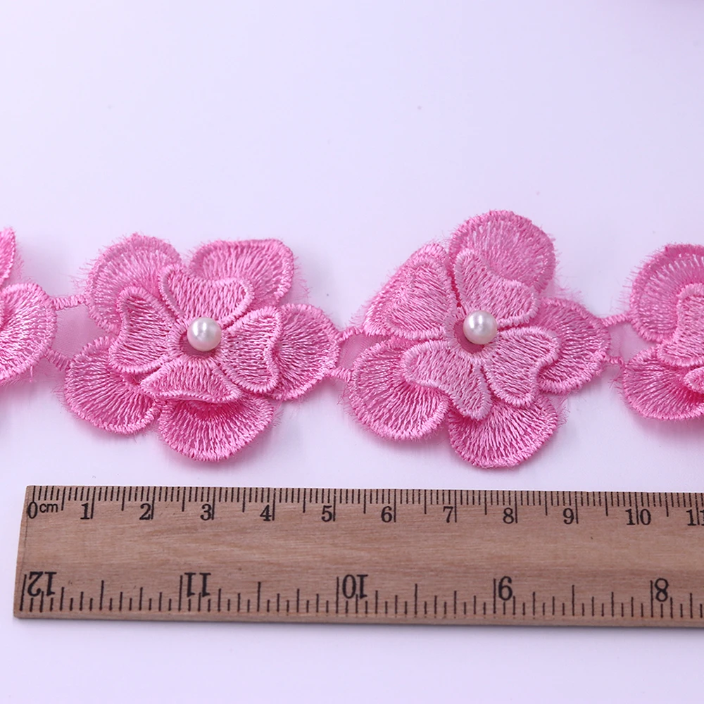 Pearl Lace Flower For Dress Ribbon Lace Trim Knitting Wedding Embroidered DIY Handmade Patchwork Sewing Supplies Craft H630 91cm lace ribbon lace sewing accessories lace sewing supplies lace accessories lace garment accessories lace decoration clothing craft accessories
