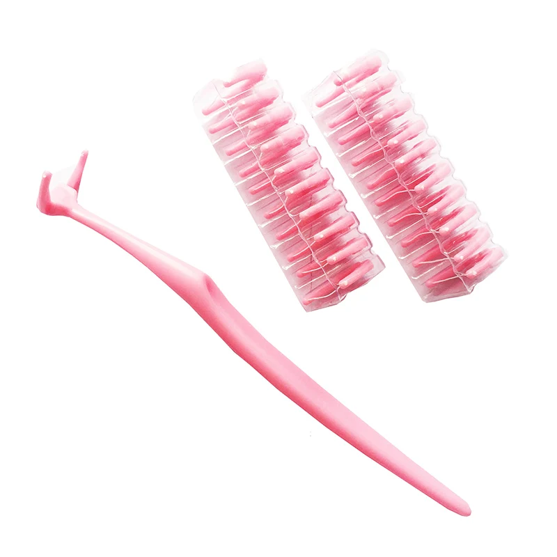 20 Pcs/Set Dental Floss Head Replaceable Solid Color Plastic Teeth Stick Brush Oral Care Tooth