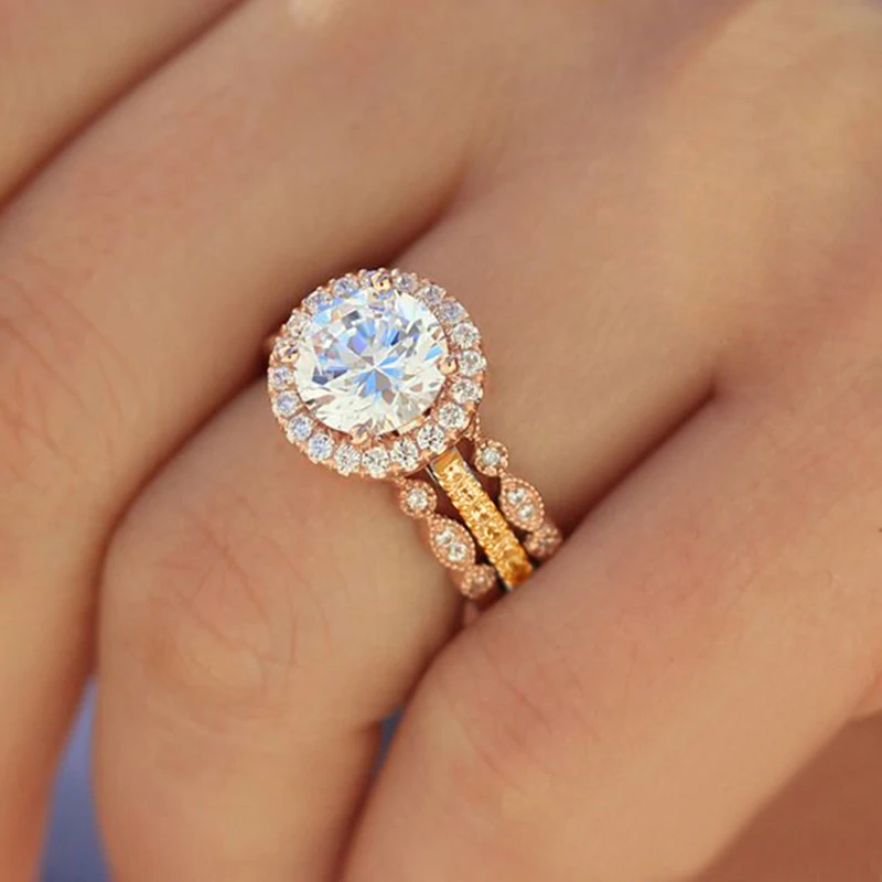 3PCS/Set Zircon Couple Ring For Woman Men Jewelry Wedding Engagement Gifts 2018 Hot Sale