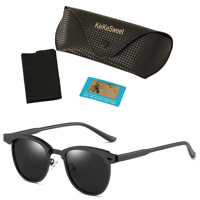 KeiKeSweet, поляризационные, модные, роскошные, мужские, для вождения, UV400, металлические солнцезащитные очки, мужские, брендовые, дизайнерские, Ретро стиль, для улицы, солнцезащитные очки - Цвет линз: Black Black