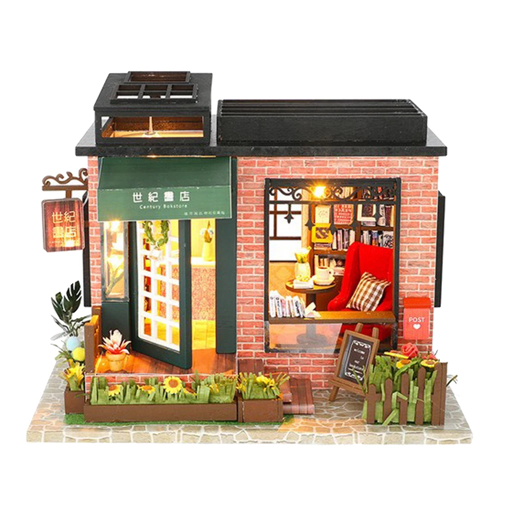1/24 миниатюрный кукольный домик Diorama DIY Набор аксессуаров Винтажный стиль книжный магазин книжный дом детский подарок на день рождения