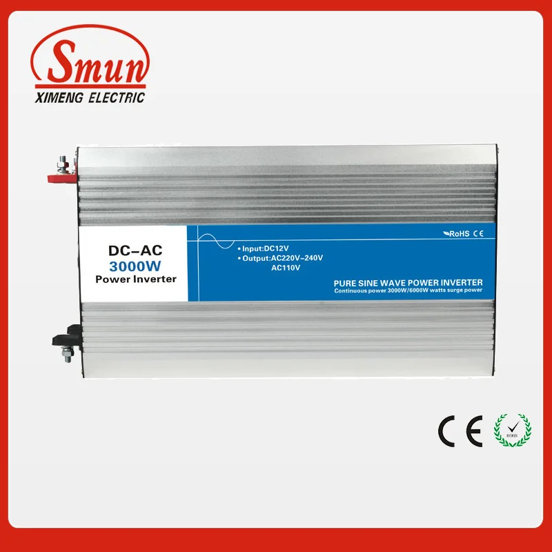 

3000W 12VDC to 220VAC pure sine wave inverter with 10A AC charge for solar panel and home appliances