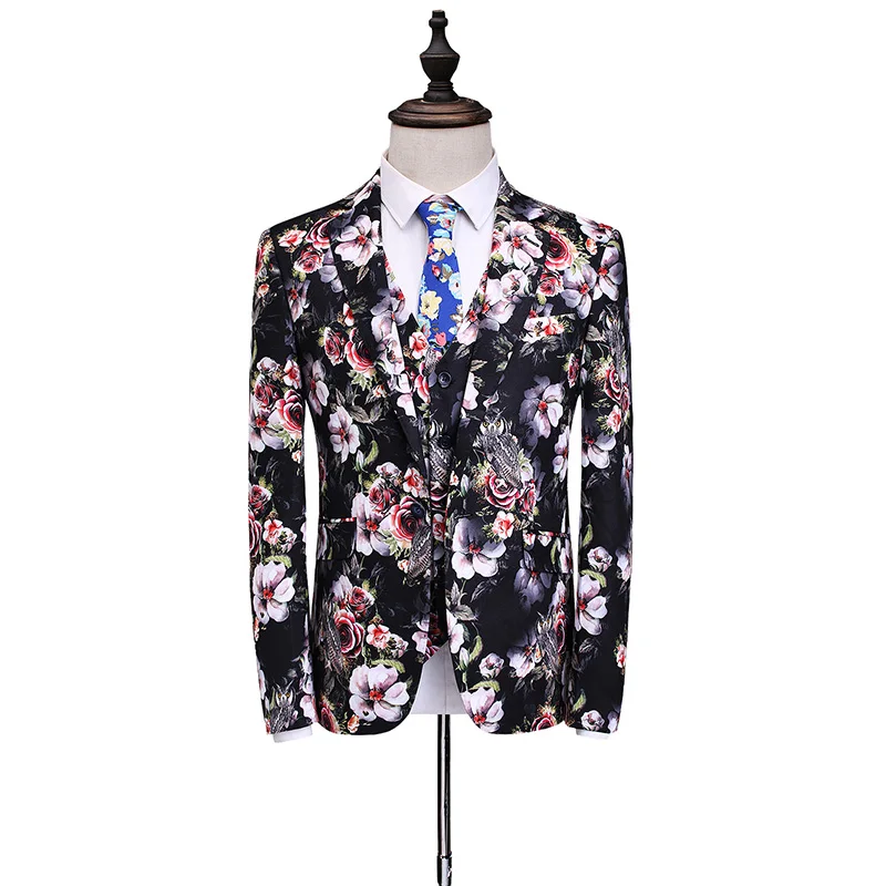 Flower Suit Men 2018 New Arrival High Quality Wedding Party Casual Slim Suits