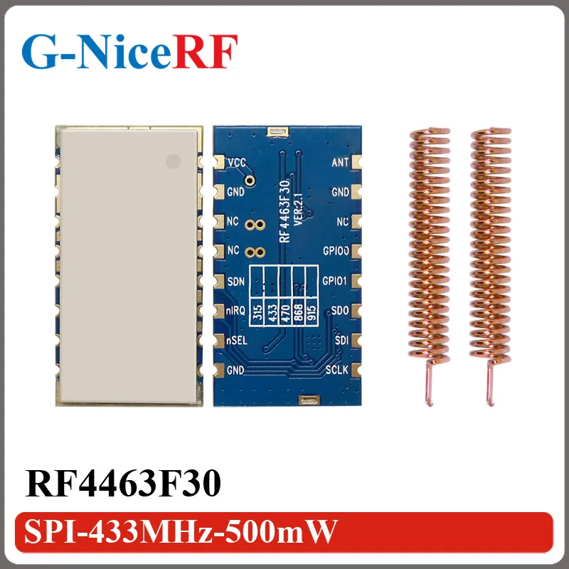 

2PCS RF4463F30 1W 30dBm 3KM Long distance FSK Wireless SI4463 433MHz Transceiver Module