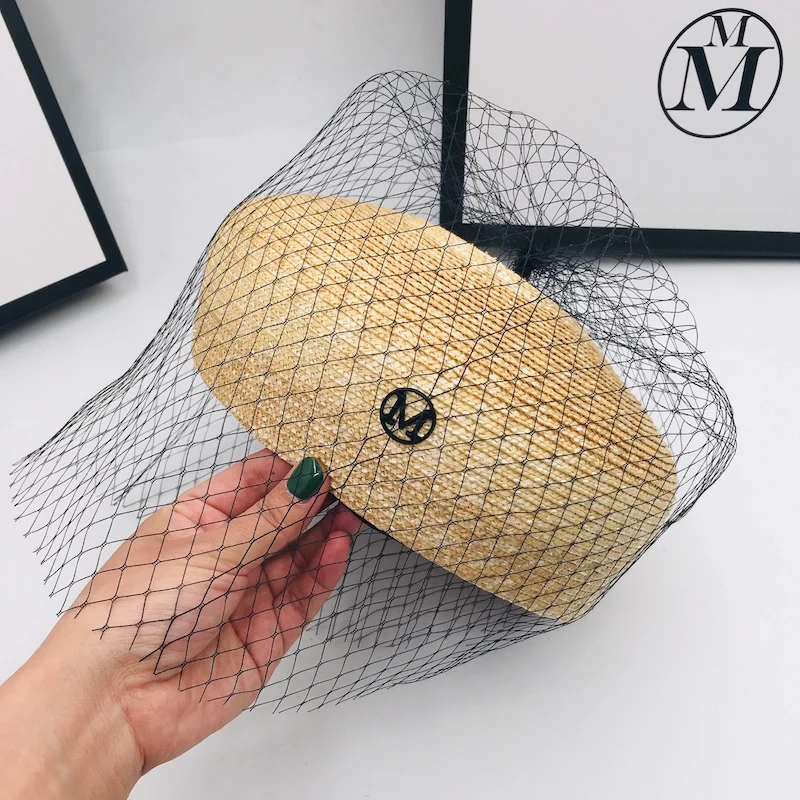 

Fashion straw M bud hat female simple versatile hat painter hat Japanese gauze goddess hat tide ins show small face