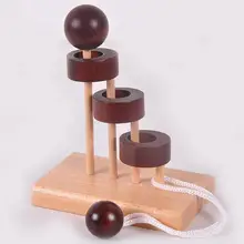 Стол новизна Baguenaudier 3D деревянный веревочная петля головоломки IQ Разум Логические игры для взрослых детей