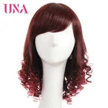 Best Price UNA Brazilian Funmi Curly Human Hair Wigs Non-Remy Hair 14" Wig Mono Web Top Color #1 #1B #2 #4 #27 #30 #33 #99J #BUG #350 #2/33