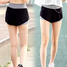 Сексуальные женские спортивные шорты для йоги Ложные 2 шт дышащие быстросохнущие Фитнес Одежда для тренировок для бега