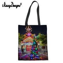 Бесшумные дизайнерские модные женские льняные сумки для покупок на Рождество, женские Эко сумки с принтом, многофункциональная сумка-мешок для супермаркета