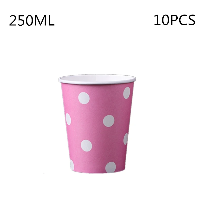

10 pcs/pack Multi-color Baby Shower Red Polka Dots Birthday Party Disposable Tableware Decorate Paper Kids Favors Pink Blue Cup