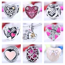ФОТО 2017 valentie's day authentic 925 sterling silver jewelry beads charms fit pandora bracelet bangle diy original jewelry making