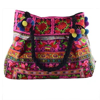 

New Fashion Embroidery Women Shopping Bags!Hot Floral embroidery Shoulder&Handbags Nice Printed National Canvas Casual Tote