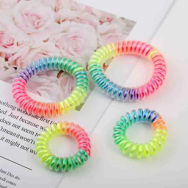

1 fashion color new 5.5cm small telephone line hair rope girl color elastic hair band girl ponytail tie keychain hair accessorie