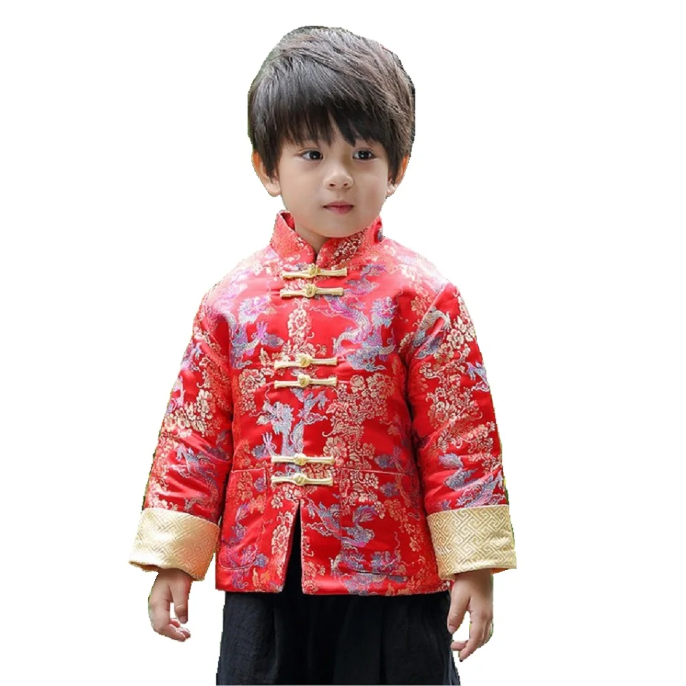 

Red Dragon Children Coat Chinese Spring Festival Costumes Boy Jackets Clothes Outfits Kids Outerwear Quilted Baby Boys Garments