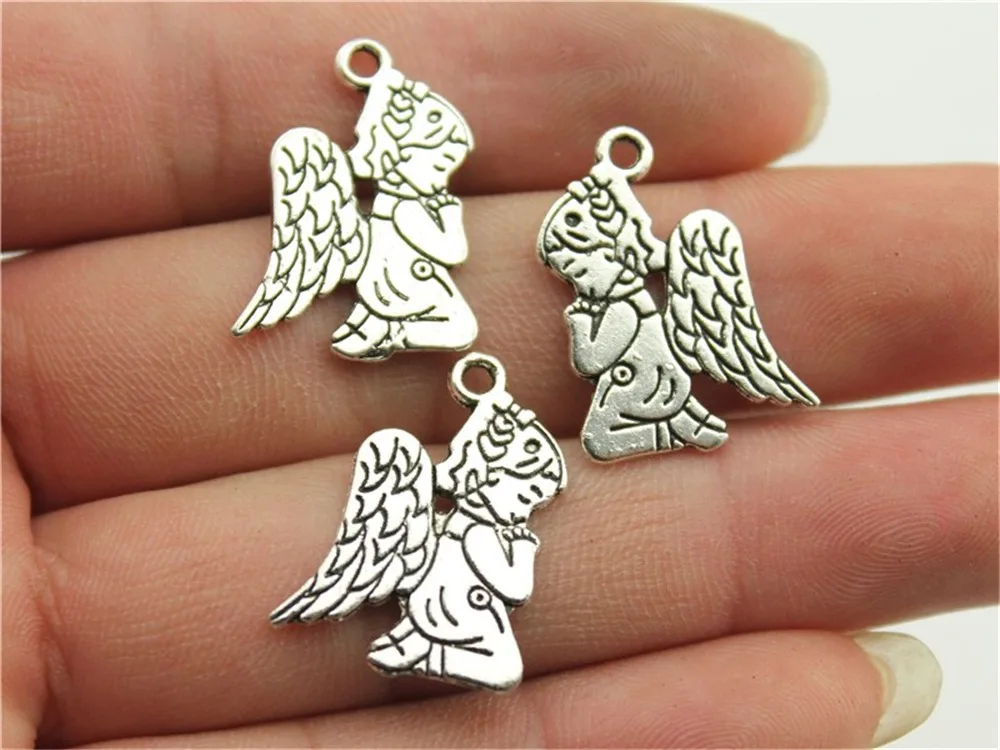WYSIWYG 6pcs 24x17mm Antique Silver, Antique Bronze Guardian Angel