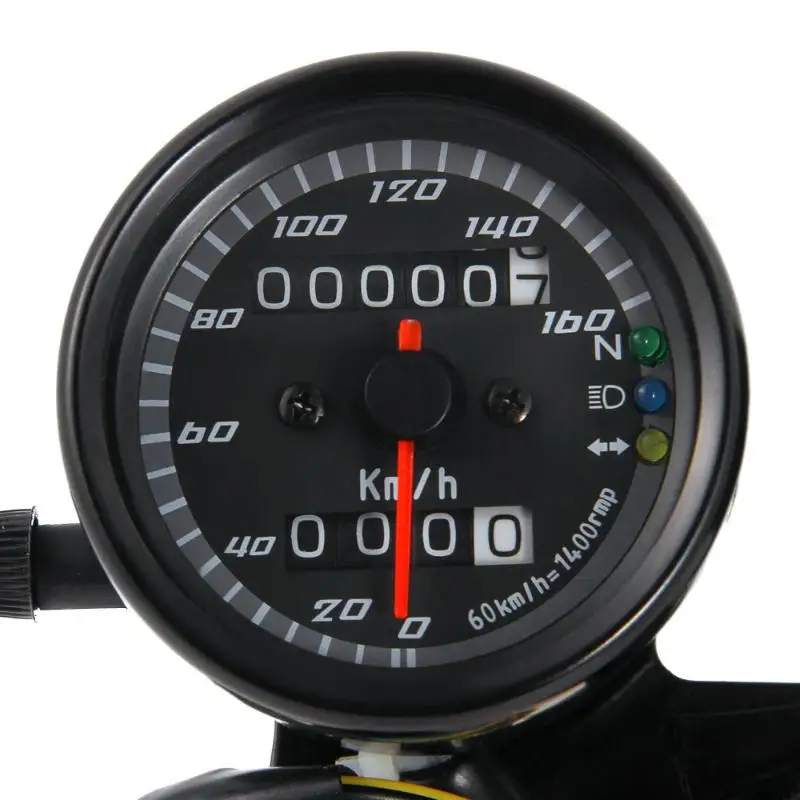 Universal Motorcycle Odometer & Tachometer Speedometer Gauge With Black Bracket