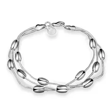 Новые трендовые браслеты из стерлингового серебра 925 пробы для женщин многослойная цепочка оливковые бусины Браслеты Женские праздничные ювелирные изделия для вечеринок оптом