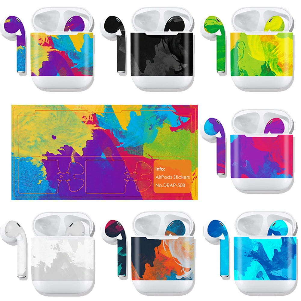 

Waterproof Earphone Accessory Sticker Skin Removable Pet Wrap Colorful Protective Film Decoration Camo For Apple ear headset