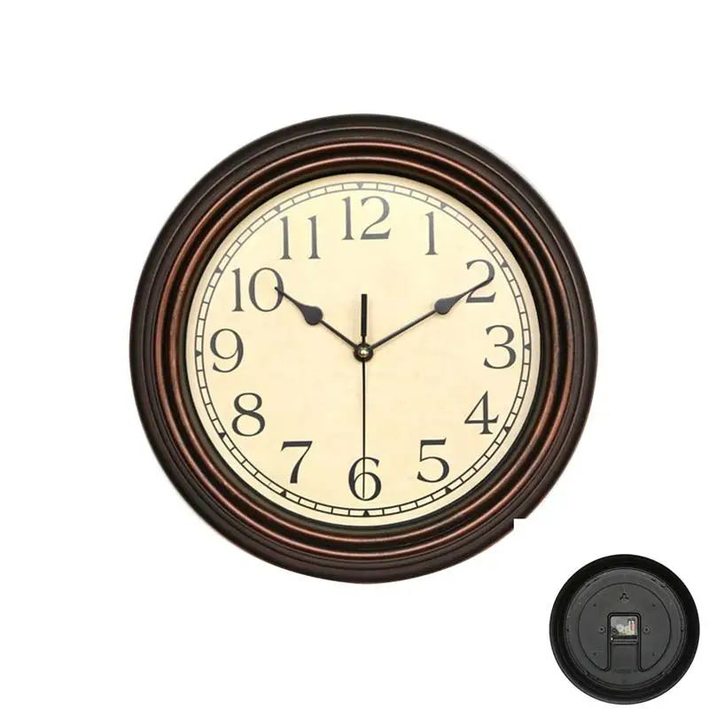 Shabby Chic Vintage Wall Clock Kitchen Round Classic Silent Clock on The Wall Decorative Living Room Wall Clock Bronze C5T059