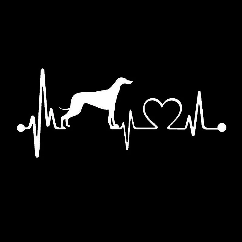 17,8*7,6 см Грейхаунд сердцебиение автомобильные наклейки с собаками креативная виниловая наклейка автомобильный Стайлинг бампер аксессуары черный/серебристый S1-0706