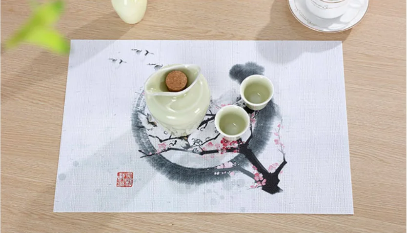 Китайский стол placemate ПВХ прямоугольная краска с чернилами тепло-прочная подставка скольжения легко чистить и украшения дома