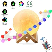 3D Print Moon Lamp Rechargeable Night Light RGB Color Change Touch Switch Bedroom 3D lunar Moon