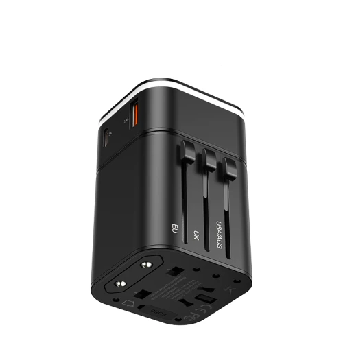 Универсальное зарядное устройство Baseus 18 Вт с двумя usb-портами QC4.0 QC3.0 PD3.0, зарядное устройство для мобильного телефона 2 в 1, Международная розетка - Тип штекера: Black