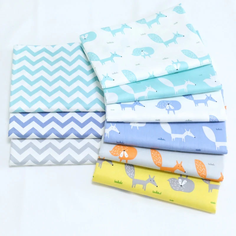 

Cotton fabric the cloth Patchwork Fabrics by the meter Clothing Patchwork accessories Cartoon little fox 50*160cm D20
