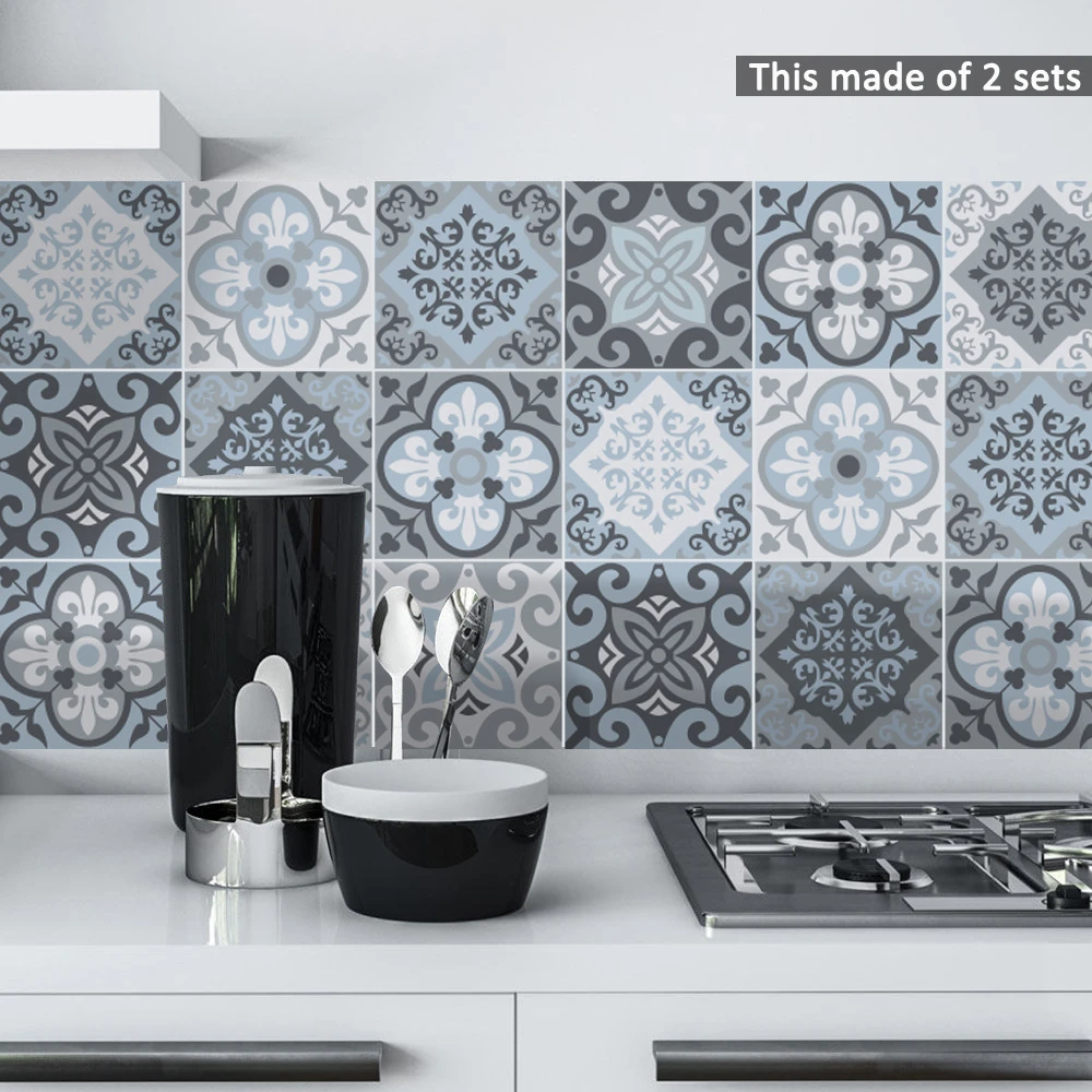 90 tile stickers for wall tiles deep sea blue glossy FoLIESEN Tile stickers for bathroom and kitchen 15x20 cm 90 tile stickers for wall tiles deep sea blue glossy FoLIESEN Tile stickers for bathroom and kitchen 15x20 cm
