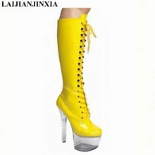 Сексуальная танцевальная обувь laijianjinxia; сапоги на высоких каблуках со шнуровкой обувь для ночного клуба вечерние Обувь для танцев женские ботинки цыпленок платформа Танцы обувь на высоком каблуке