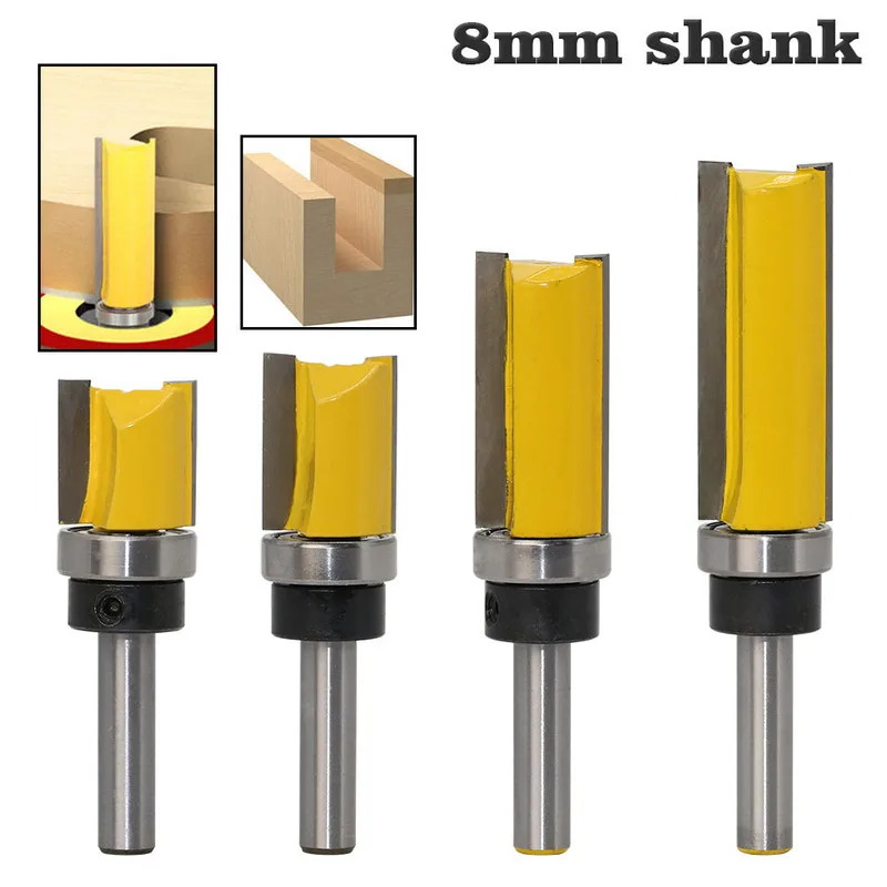 8mm Shank Copy Straight Edge Trimming Tool Bit Woodworking Tools Router Bit for Wood Tungsten Carbi