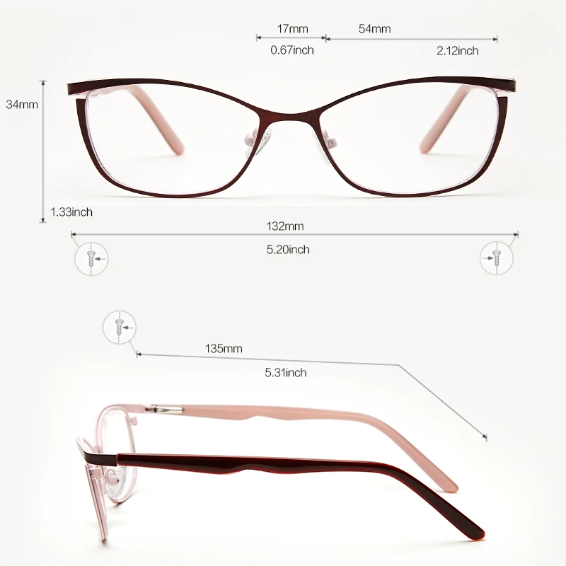 Women Vintage Cat Eye Prescription Eyeglasses Frames