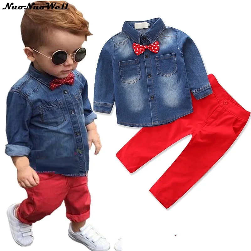 2018 Baby Boys Handsome Clothing Sets Denim Shirt+Pants 2pcs Boy's