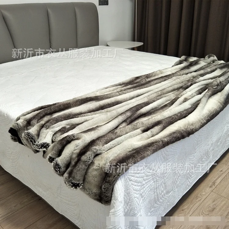 Покрывало для кровати из искусственного меха кролика, покрывало для дивана, ковер из искусственного меха 200 см* 150 см-2500 г
