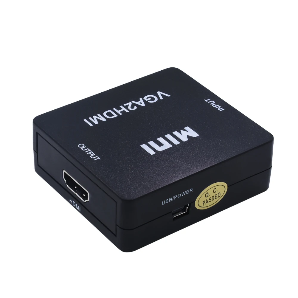 TISHRIC VGA2HDMI الإناث إلى الإناث البسيطة VGA إلى HDMI 1080 P محول محول مع الصوت الطاقة للكمبيوتر محمول العارض TISHRIC VGA2HDMI الإناث إلى الإناث البسيطة VGA إلى HDMI 1080 P محول محول مع الصوت الطاقة للكمبيوتر محمول العارض