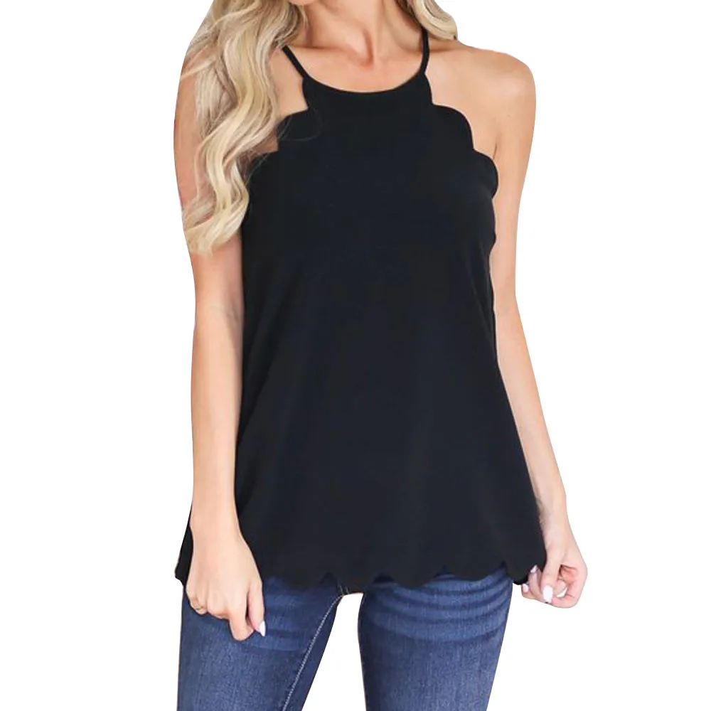 Summer Women Tank Tops Blouses Sext Sleeveless O Neck Tank Top Halter