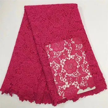 

Fushia Pink Elegent Flower Pattern Cupion Lace Milk Fiber Guipure High Quality Nigerian Lace Fabrics For Wedding Dresses